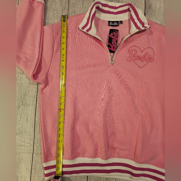 Barbie Pink •Size Large• Quarter Zip Collared Soft Sweatshirt •New w/ Tag• - Picture 4 of 7